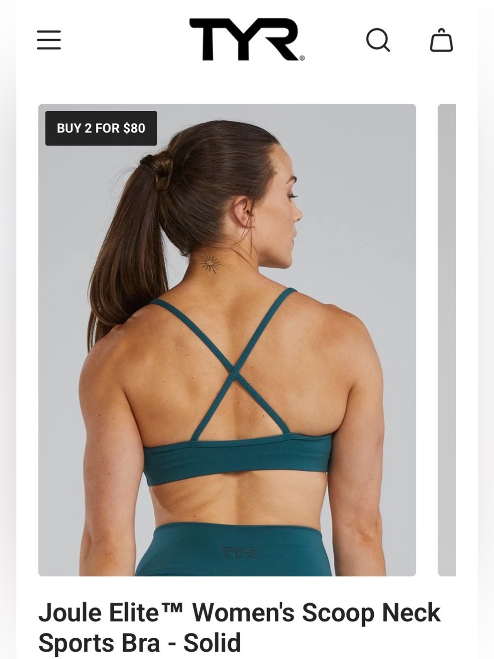 TYR Joule Elite™ Women's Scoop Neck Sports Bra - M (Emerald Green) - Picture 5 of 5